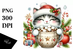 Cute Cat with Christmas Ornaments PNG Product Image 3