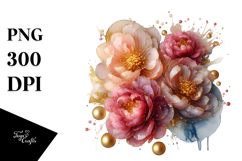 Glossy Peonies in Material, PNG Product Image 1