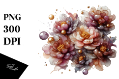 Glossy Peonies in Material, PNG Product Image 1