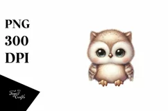 Vintage Owl on Moon with Snowflakes PNG Product Image 1