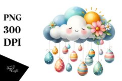 Colorful Cloud with Easter Eggs PNG Product Image 1