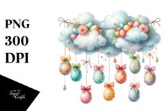 Watercolor Cloud with Easter Eggs PNG Product Image 1