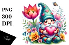 Colorful Pastel Gnome on Flower PNG Product Image 1