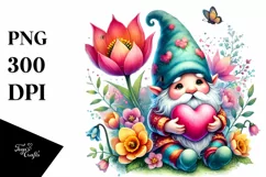 Colorful Pastel Gnome on Flower PNG Product Image 1