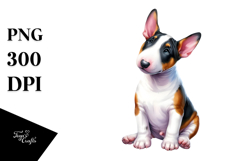 Watercolor Bull Terrier Surrounded by Christmas Gifts, PNG Product Image 1