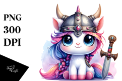 Goofy Baby Unicorn Watercolor PNG Product Image 1