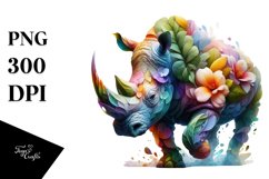 Abstract Vibrant Rhino PNG Product Image 3