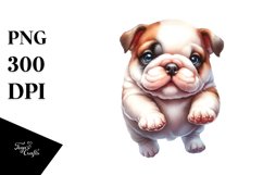 Jumping Bulldog, Pastel Watercolor PNG Product Image 3