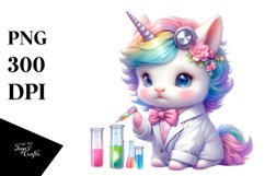 Colorful Baby Unicorn in Lab Coat, PNG Product Image 3