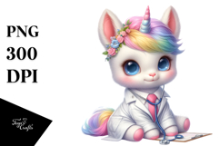 colorful Baby Unicorn in Lab Coat Product Image 1