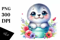 Colorful Bearded Seal Baby Bucket | Sublimation | Clipart Product Image 3