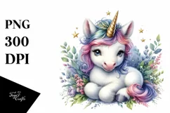 Baby Unicorn Watercolor PNG Product Image 3
