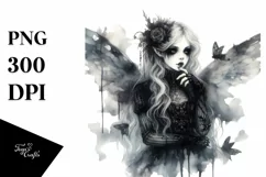 Washed Watercolor Gothic Fairy, Transparent PNG Product Image 1