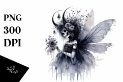 Washed Watercolor Gothic Fairy, Transparent PNG Product Image 3