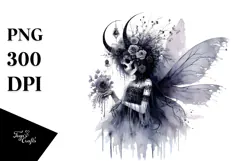 Washed Watercolor Gothic Fairy, Transparent PNG Product Image 1