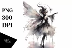 Washed Watercolor Gothic Fairy, Transparent PNG Product Image 1