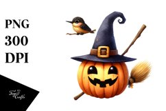 Funny Watercolor Halloween Broom | Sublimation Clipart Product Image 1