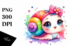 Colorful Baby Snail Smiling Watercolor Product Image 1
