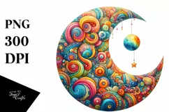 Vibrant Moon Watercolor | Sublimation Clipart Product Image 1