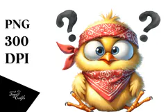 Funny Chick Sitting with Bandana PNG Product Image 1