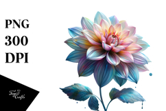 Dahlia with Watercolor Splash, PNG Product Image 1
