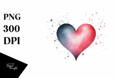 Heart Washed Watercolor Style PNG Product Image 1