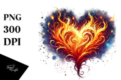 Fire Heart Watercolor Painting PNG Product Image 1