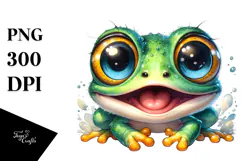Cute Baby Frog with Goofy Smile PNG Product Image 1