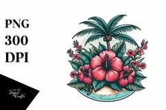 Vintage Tropical Flower Island Clipart Product Image 1