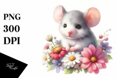 Cute Baby Mouse Flowers | Sublimation | Clipart Product Image 1