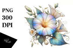 Stained Morning Glory,Watercolor PNG Product Image 3