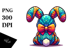 Colorful Stylized Bunny Sitting PNG Product Image 1