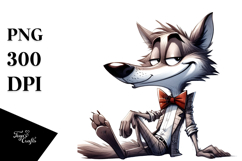Sassy Wolf with Bow Tie, Playful PNG Product Image 1