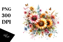 Colorful Sunflower, PNG Product Image 1