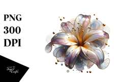 y Golden Watercolor Lily PNG Product Image 1