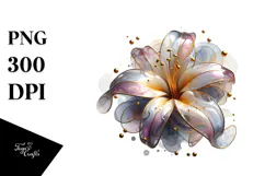 y Golden Watercolor Lily PNG Product Image 1