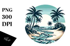Vintage Tropical Island Beach PNG Product Image 1