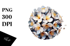 Abstract -Like Jasmine with Golden Insertions PNG Product Image 1
