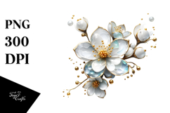 Abstract -Like Jasmine with Golden Insertions PNG Product Image 1