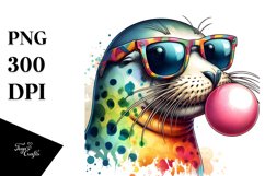Quirky Colorful Seal Sunglasses Blowing Gum Product Image 3