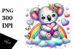 Colorful Adorned Koala on Cloud PNG Product Image 1