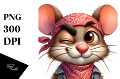 Sarcastic Mouse with Bandana, PNG Product Image 1