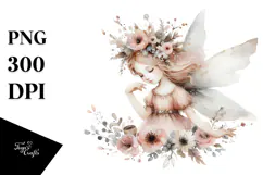 a Washed Watercolor Whimsical Fairy, White Background Product Image 1