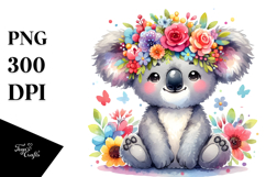 Cartoon Koala with Colorful Flower Crown Product Image 1
