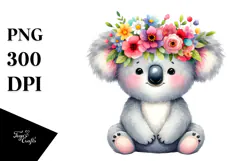 Cartoon Koala with Colorful Flower Crown Product Image 1