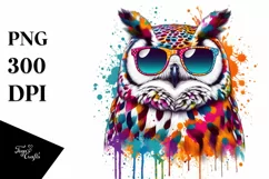Quirky Colorful Owl Sunglasses Splashes of Paint Product Image 3