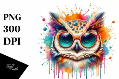 Quirky Colorful Owl Sunglasses Vibrant Paint Splashes Product Image 1