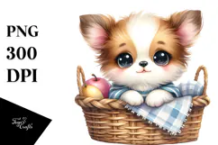 Cute Smiling Baby in Basket PNG Product Image 1
