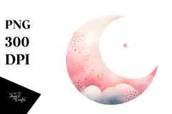 Watercolor Pinkish Half Moon PNG Product Image 1