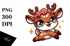 Sarcastic Deer with Flower Crown, High-Res PNG Product Image 1